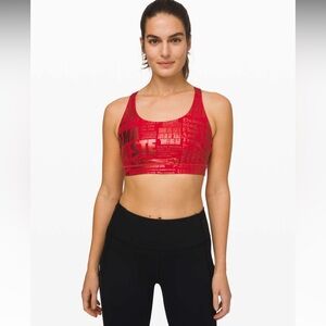 Lululemon Energy Bra Womens Size 10 Red Manifesto Foil Luxtreme Medium Support